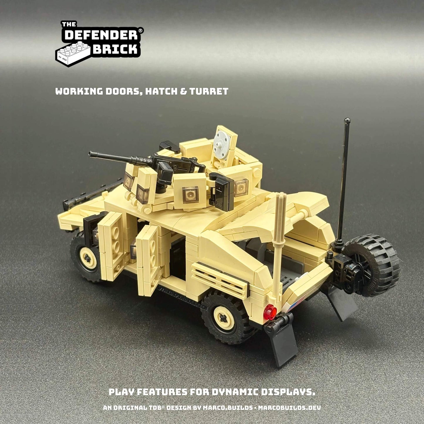 Desert Armoured Carrier with doors, rear hatch and turret open — working features.