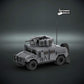Custom LEGO military Armoured vehicle model on a dark background with custom UV printed parts and 'The Defender Brick' logo.