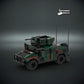 Custom Lego military Armored vehicle model on a dark background with custom UV printed parts and 'The Defender Brick' branding.