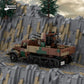 TDB German Flak Maultier – Field Camo tracked brick build displayed in a rocky military diorama