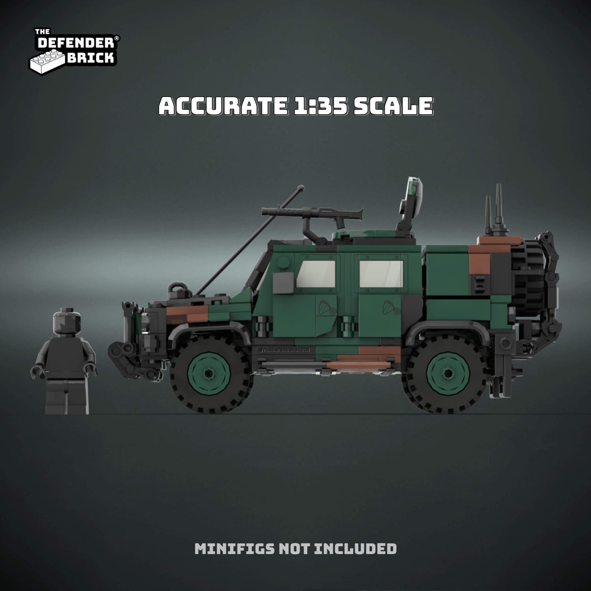 TDB Allied Camo LNX shown beside a figure silhouette to illustrate its accurate 1:35 scale.