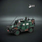 TDB Allied Camo LNX custom brick-built armored vehicle, front three-quarter view on a dark studio background.