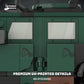Close-up of the TDB Allied Camo LNX showing premium UV-printed windows and door details with no stickers.
