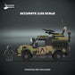 TDB Australian Assault rover shown beside a figure silhouette to illustrate its accurate 1:35 scale.