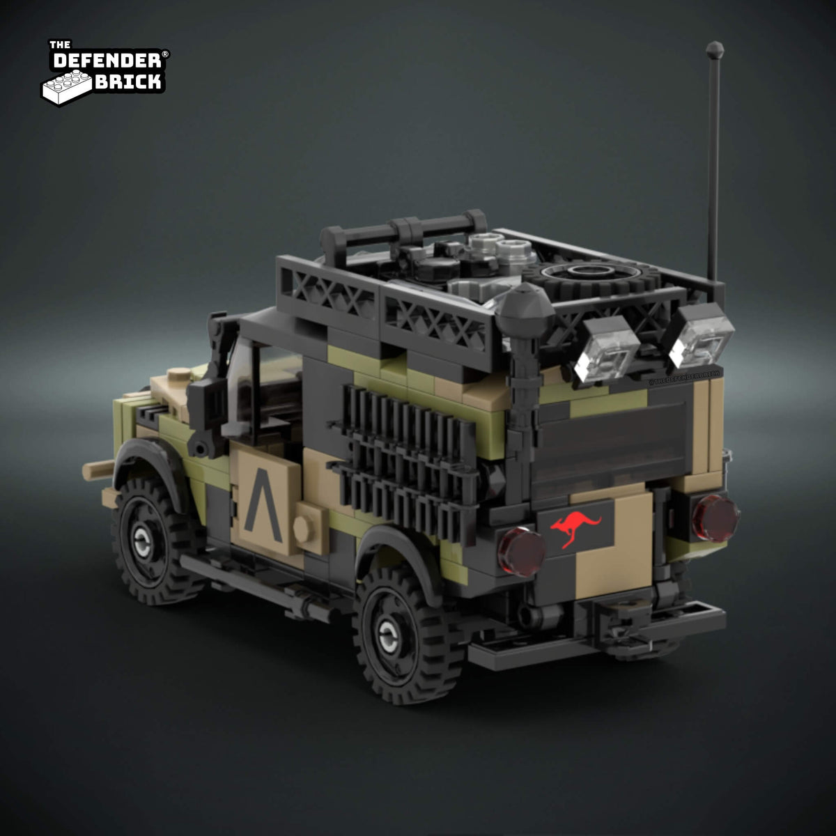 Rear three-quarter view of the TDB Australian Cargo Rover Final Upgraded Release 1:35 brick build