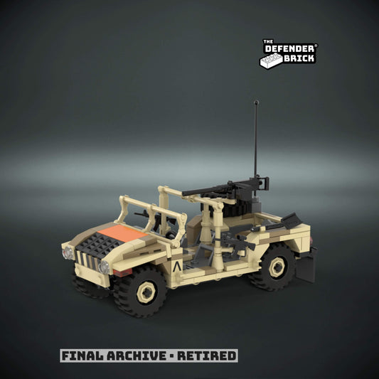 Desert Recon Carrier 1:35 scale custom LEGO military vehicle with mounted machine gun and desert detailing