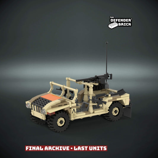 Desert Recon Carrier 1:35 scale custom LEGO military vehicle with mounted machine gun and desert detailing
